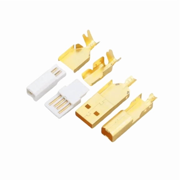 USB Plugs Type A+B Gold Plated Male DIY USB Interfaces Terminals Port Data Line Connectors Decoders Adapter