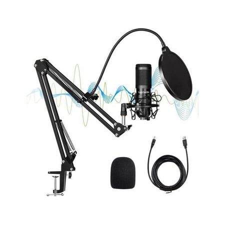 USB Podcast Microphone Kit for Streaming Recording with Boom Arm PC Microphone Gaming Professional Condenser Studio Mic for Computer,Mac,Windows,PS4,Vocals,YouTube Tow Pickup Patterns with USB A or C