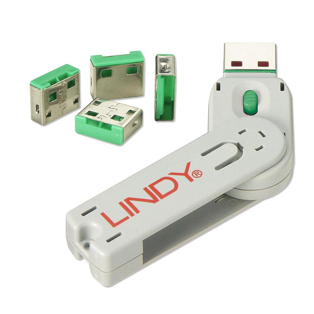 USB Port Blocker Pack of 4, Color Code Green