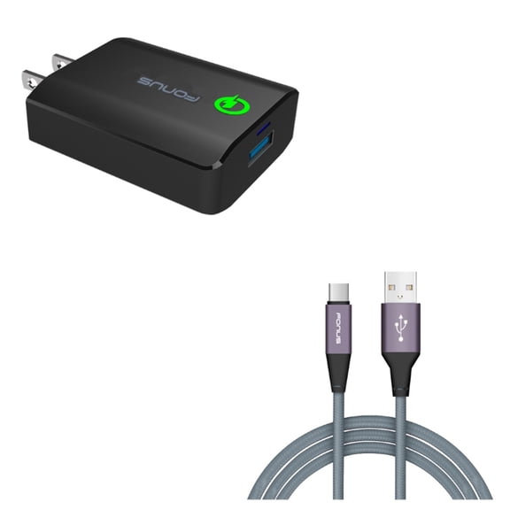 USB Port Fast 18W Home Charger w Power Cord Type-C 10ft USB Cable E1G for Samsung Galaxy Tab S6 10.5 S5e 10.5 S4 10.5 Note 10 Plus A 10.1 (2019) Fold A20 A10e - Sony Xperia 5 10 Plus 1