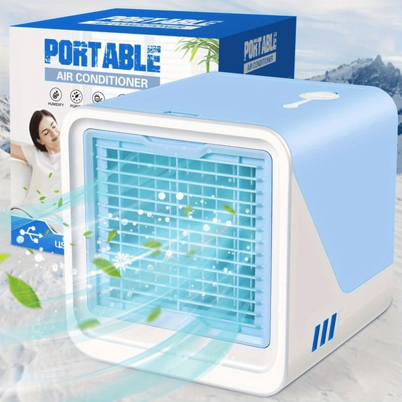 USB Portable Air Cooler with Humidifier | 3-in-1 Cooling Fan, Ventilation & Mist Spray | ABS Material for Indoor & Outdoor Use | Button Control