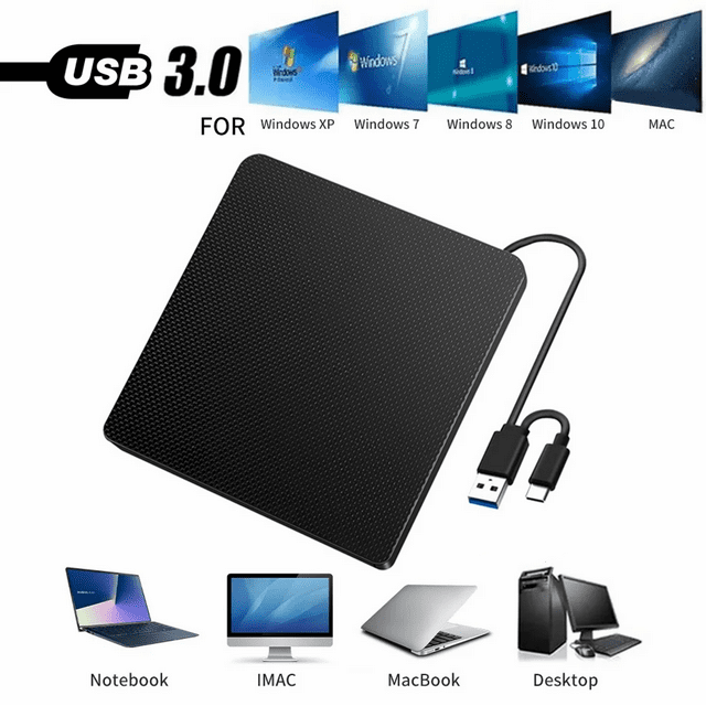 USB Portable DVD Drive USB3.0+TypeC Slim External DVD/CD/VCD Optical