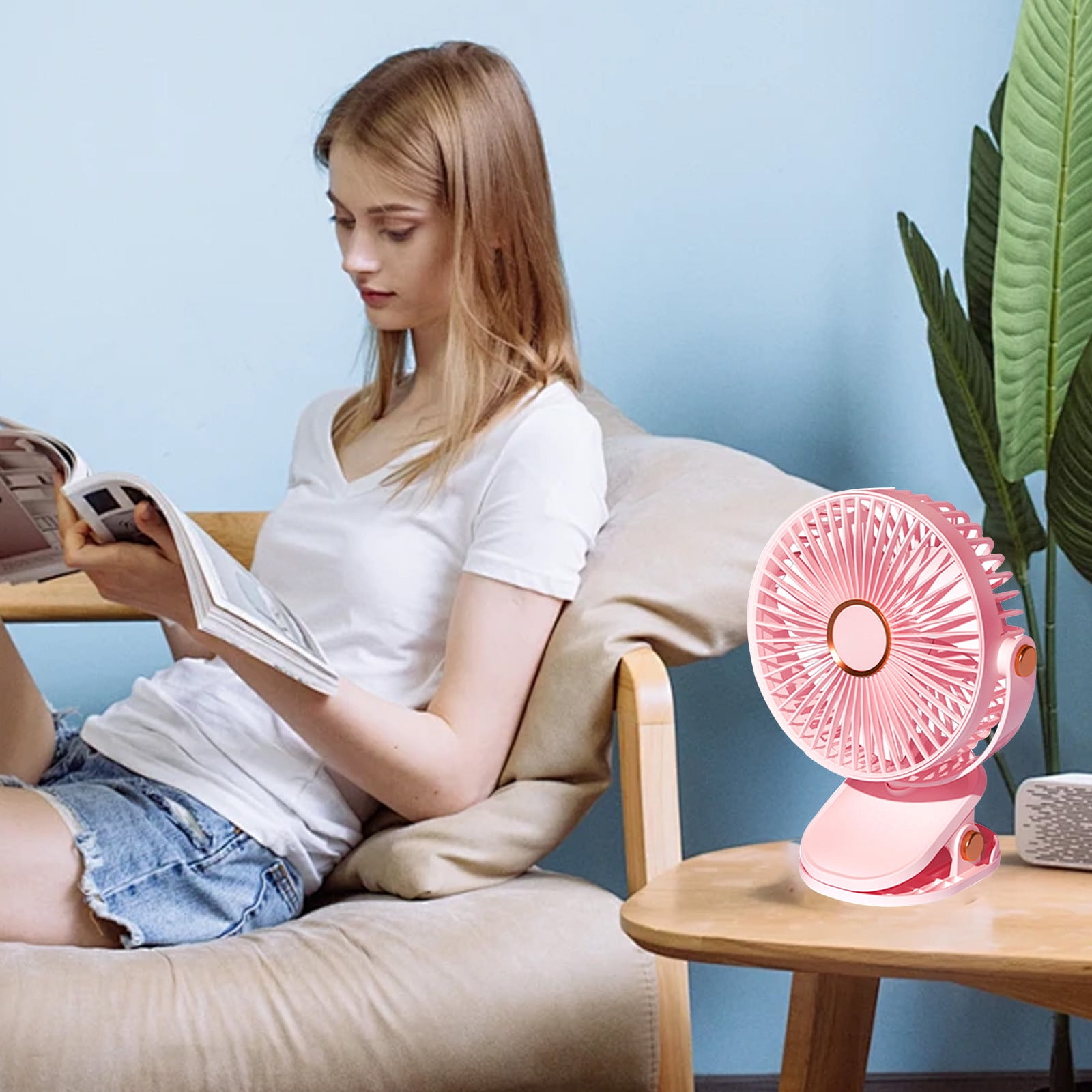Micro Plugin Fan USB Portable Fan, Mini Clip Fan, Desktop Plug-in Fan, 3 Speed + Quiet ...