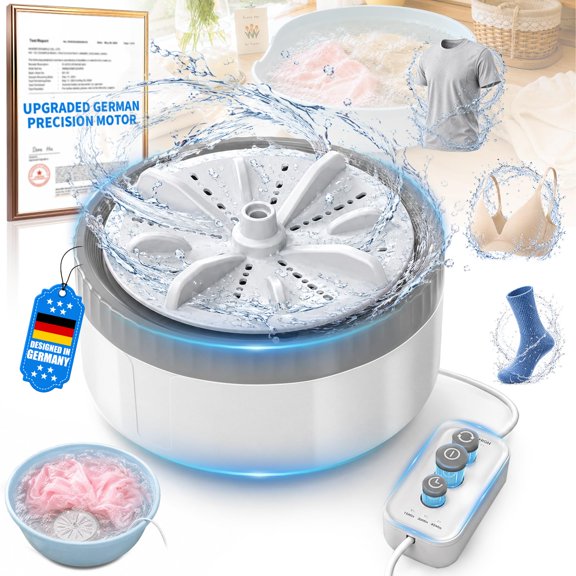USB Portable Washing Machine | for Clothes & Dishes, Travel, Dorms, RVs 3.0【Smart Control System】【Dual-Direction Turbo】Ultrasonic Sink Washing Machine