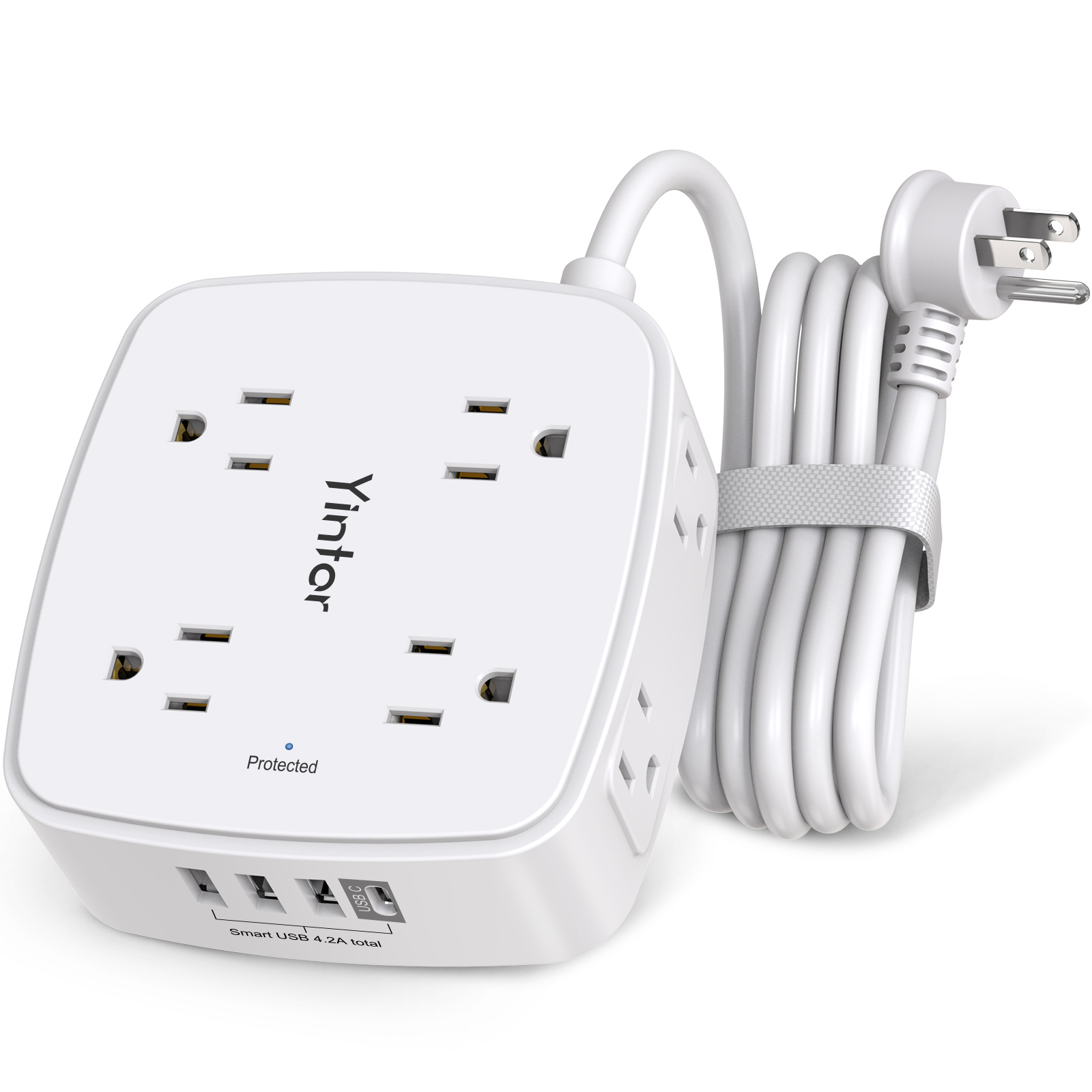 Hyper Tough 3Piece Power Strip Set Included 4Outlet Strip and 6 & 3Outlet Wall Block, White