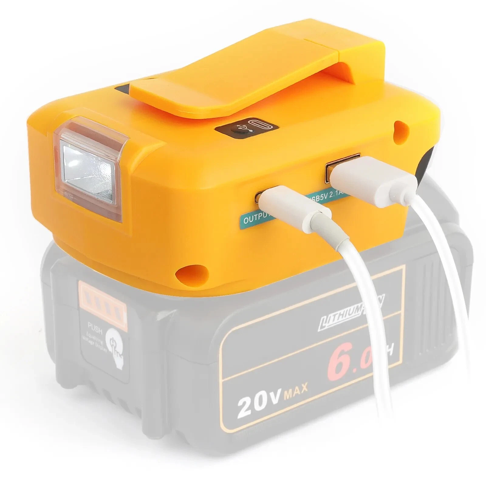 USB Power Charger Adapter Converter For Dewalt 18V 20V Type-C LED Work Light