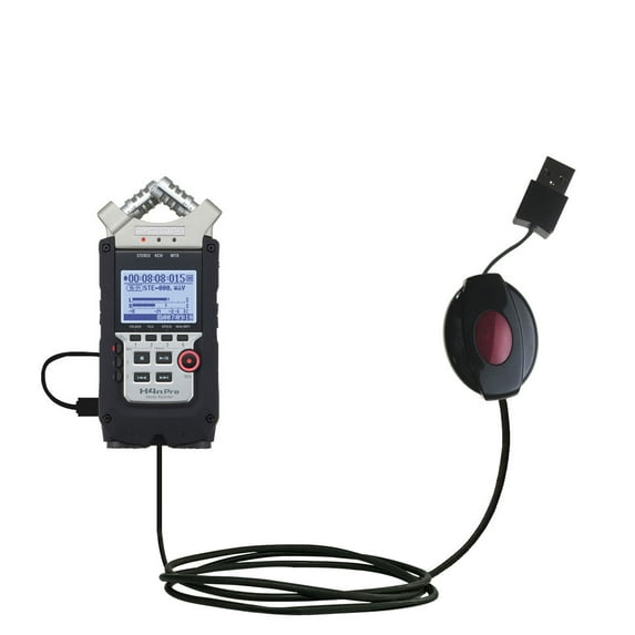USB Power Port Ready retractable USB charge USB cable wired specifically for the Zoom H4N Pro and uses TipExchange