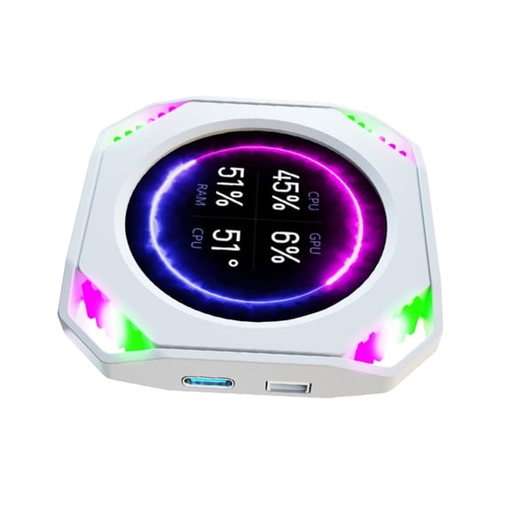 USB Power Round PC Monitor 2.1In Display GPU CPU Temperature Trackings Compactly Design for Computer Builds