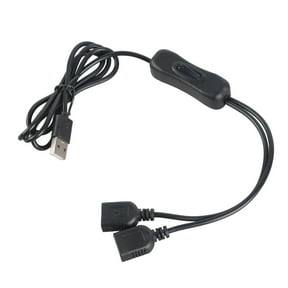 USB Power Splitter Cable With On Off Switcher Double Female Port 5V2A Fast Charging Multiple Device Connection
