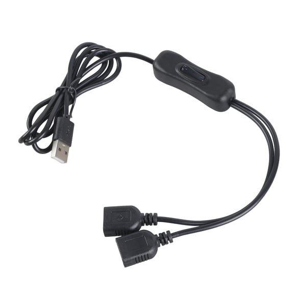 USB Power Splitter Cable With On Off Switcher Double Female Port 5V2A Fast Charging Multiple Device Connection