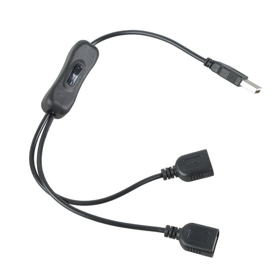 USB Power Splitter Cable With On Off Switcher Double Female Port 5V2A Fast Charging Multiple Device Connection