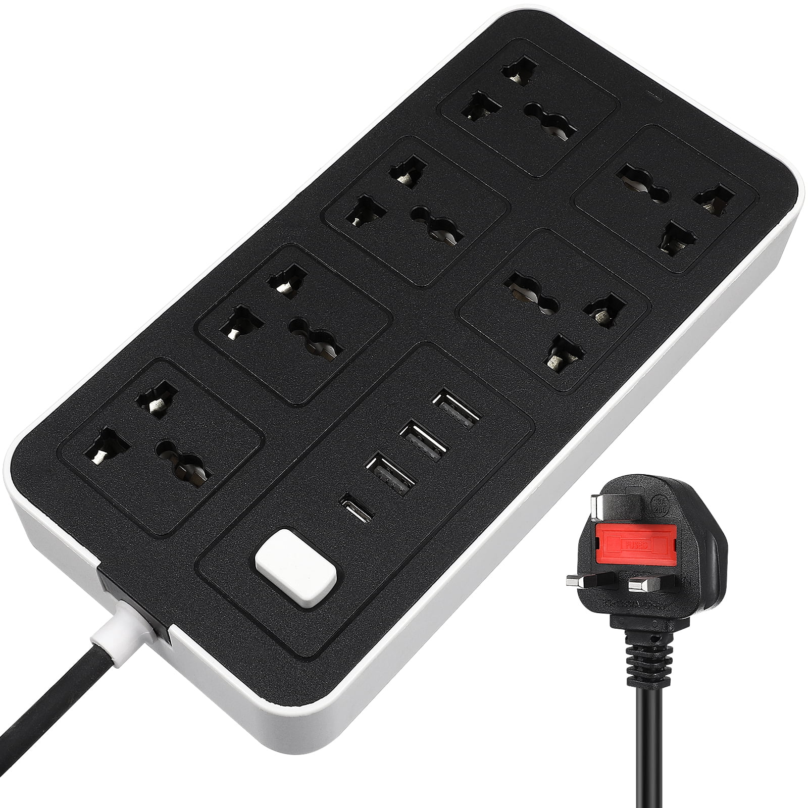 USB Power Strip British Standard Panel Multihole Switch Wiring Socket Flat Plug Extension Cord