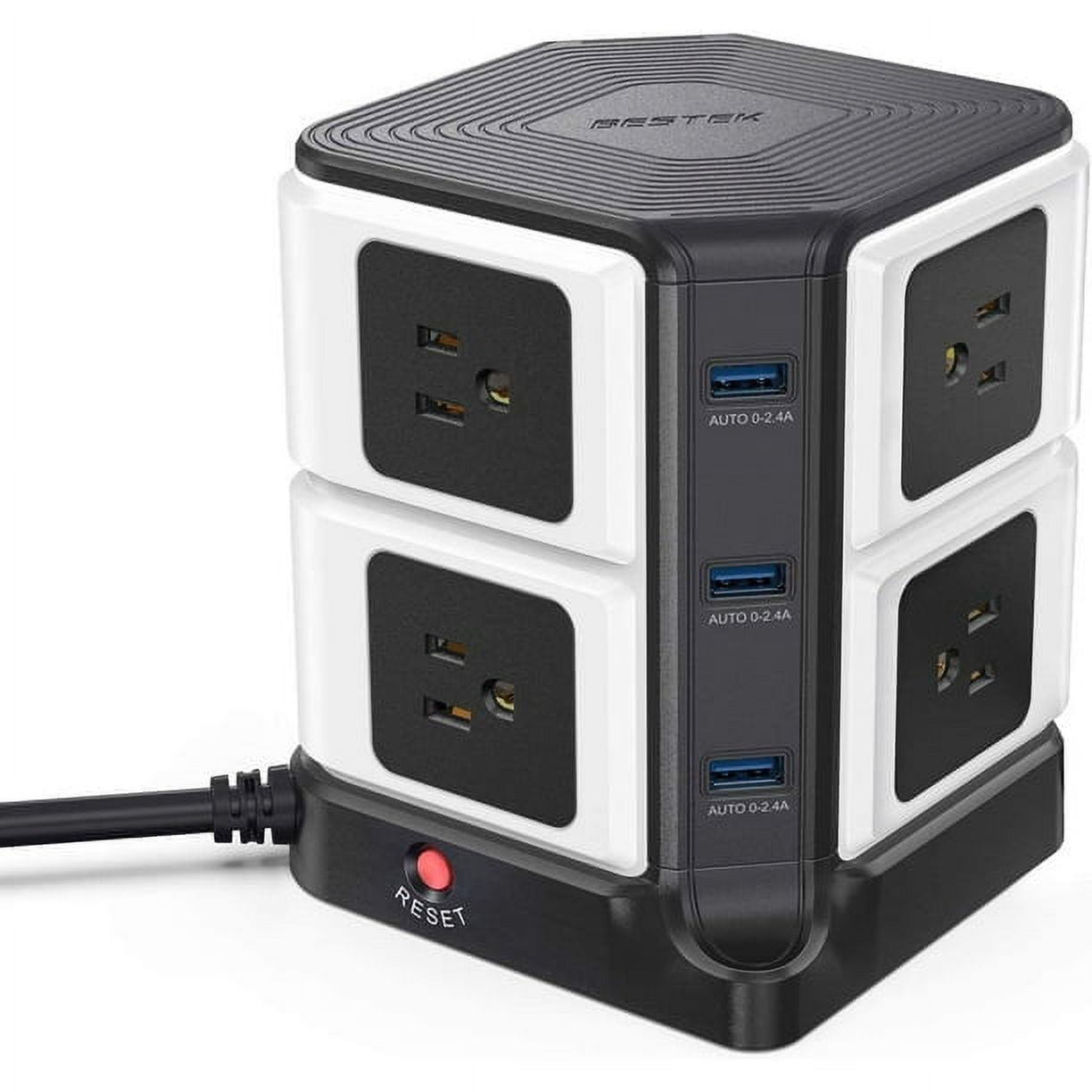 USB Power Strip Tower BESTEK 8Outlet Surge Protector and 3Port USB