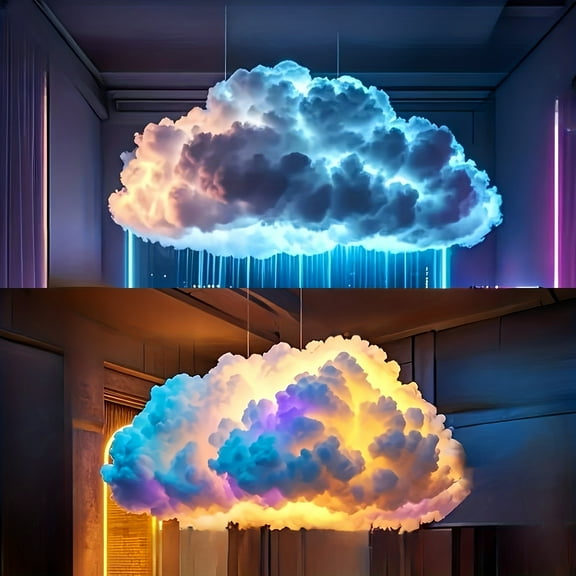 USB-Powered 3D Cloud Music Rhythm LED Lights - Vibrant Color-Changing Mood Lighting with Push Button Control, Freestanding Wall-Mounted Design