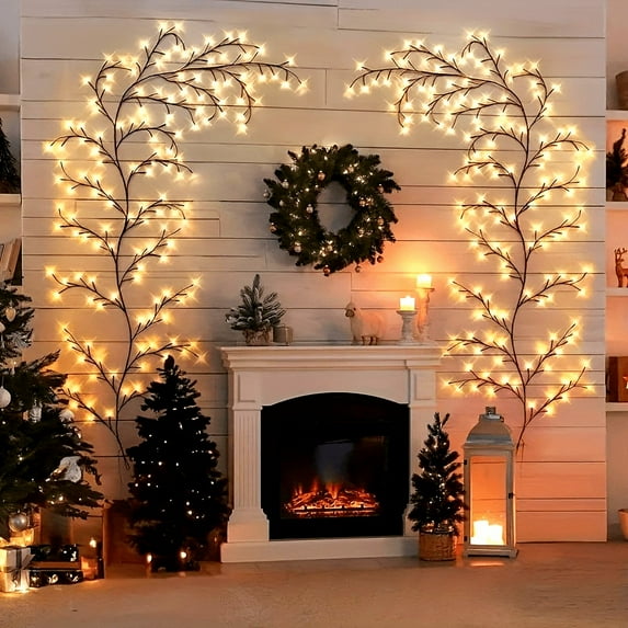 USB-Powered 96 LED Willow Vine Wall Light - Warm White, 70.9" Artificial Plant Branch Decor for Living Room & Bedroom
