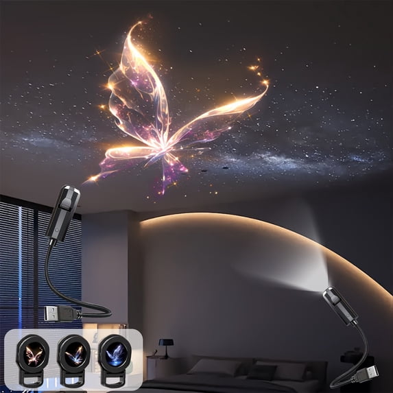 USB Powered Ambient Projection Lamp | 360° Adjustable Dreamy Night Light | High-Definition Imaging, Interchangeable Films | Portable Plastic Design, 11x1in | Bedroom Decor, Travel & Camping
