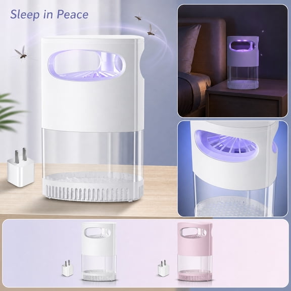 USB Powered Automatic Mosquito-Killer Lamp Indoor Suction Bug Catcher Light Wave-Fly Control Device with Adapter for Home Bedroom Living Room Patio, 1Pack Pink