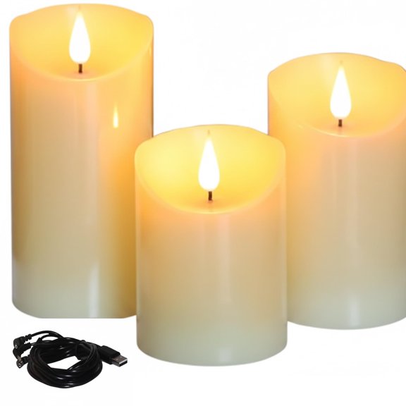 USB Powered Candles. Realistic Flickering Flameless Candles. USB Powered. Electric Extra Bright Real Wax Pillars LED Candle. Compatible with Alexa, Google Assistant, IFTTT.