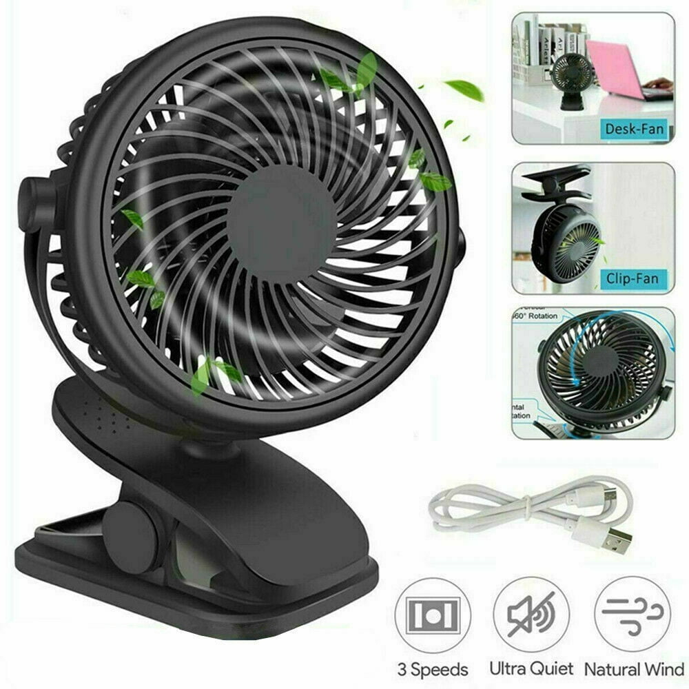 USB Powered Clip on Fan,3 Speeds Strong Airflow, Small Fan with Sturdy Clamp, Quiet Personal