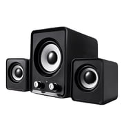 USB Powered Computer Speakers, 360  Sound Stage, Wired Subwoofer Desktop Gaming Audio, Volume Control, Black PC Laptop MP3 System
