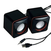 USB Powered Computer Speakers - Mini Stereo Sound System, Plug & Play, 3.5mm Jack - for Laptops/Desktops, 100cm Cable, Bass Enhanced
