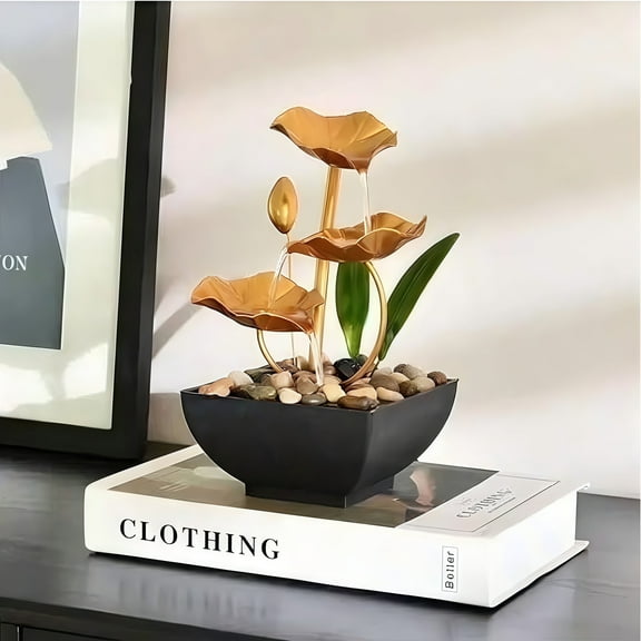 LUMIARTISAN Desktop Fountain Lotus Style - LED Light, Humidifier, Waterfall - 1pc