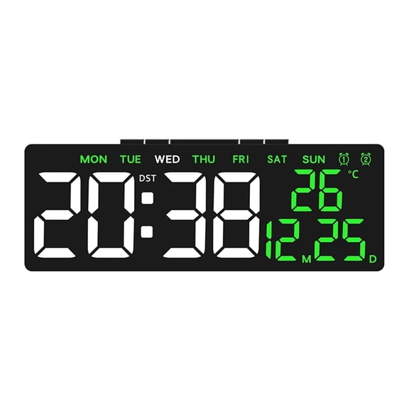 USB Powered Digital Alarm Clock TEMP Date Week Dual Alarm Timing Countdown Snooze Table Clock Auto Dimmable 12/24H DST LED Clock