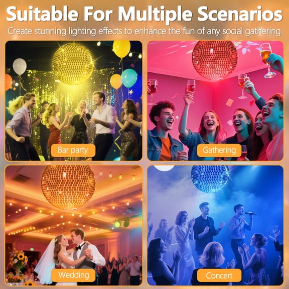 USB Powered Disco Ball, 12-Inch/16-Inch Mirror Ball, Silver Disco Ball with Hanging Ring, Mirror Disco Ball for Disco Party Nightclub Bar Decoration