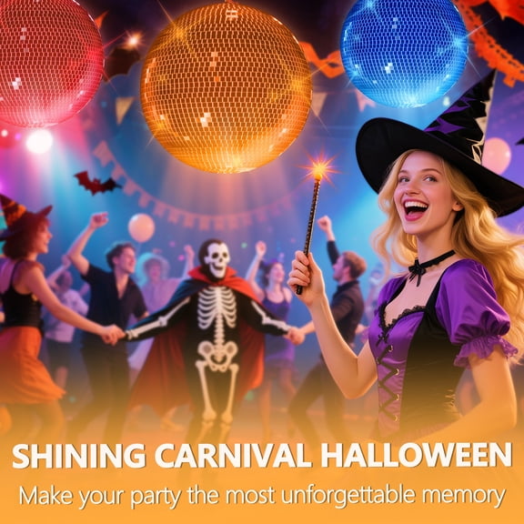 USB Powered Disco Ball, 12-Inch/16-Inch Mirror Ball, Silver Disco Ball with Hanging Ring, Mirror Disco Ball for Disco Party Nightclub Bar Decoration