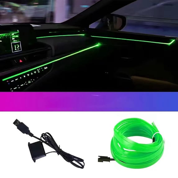USB Powered EL Neon Car Interior LED Strip Light Kit for Ambient Glow and Party Atmosphere on Road Trips