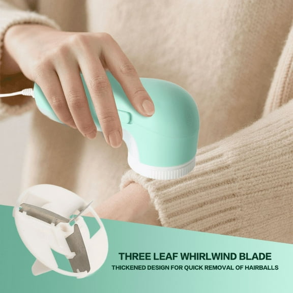 USB Powered Fabric Shaver & Lint Remover  3 Blade Electric Clothes Shaver for Sweaters  Blankets  Couches  No Battery Needed  Portable & Powerful for Men or Women (Home & Travel Use)