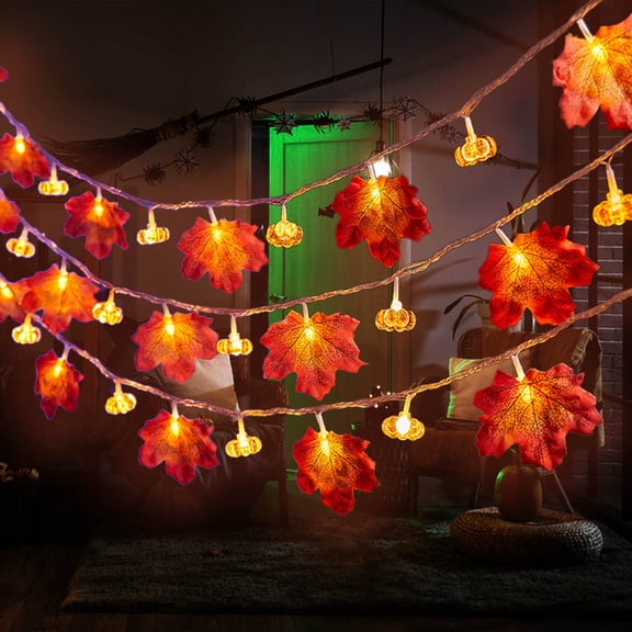 USB Powered Halloween LED Maple Leaf Pumpkin Light String 3m 20LED Decorative Lighting
