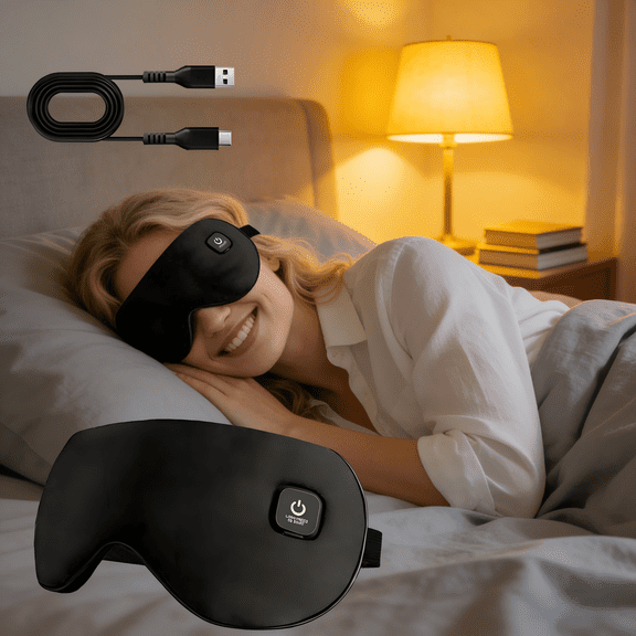 Heated Eye Mask Dry Eyes, Cordless Rechargeable Warm Eye Compress Sleep Mask with 3 Temperature Settings, Heating Pad for Stye Eye, Removable & Washable Satin Cover, Perfect for Travel, Office, Home