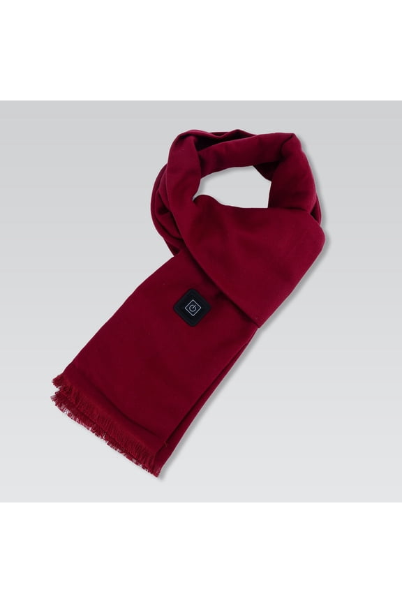 USB Powered Heated Scarf for Men and Women, Electric Warming Scarf, Soft Winter Neck Warmer, Rechargeable Cold Weather Scarf, Unisex Heating Scarf, Smart Warming Scarf - Wine