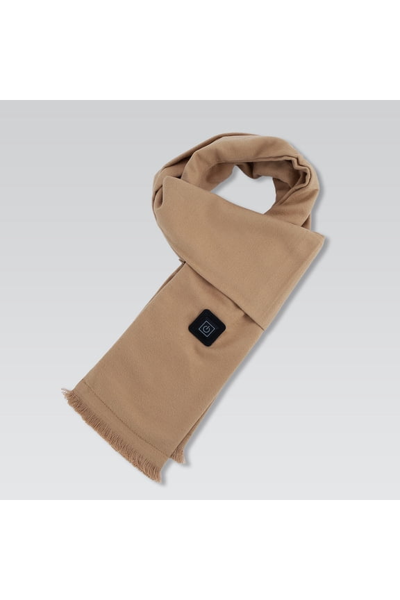 USB Powered Heated Scarf for Men and Women, Electric Warming Scarf, Soft Winter Neck Warmer, Rechargeable Cold Weather Scarf, Unisex Heating Scarf, Smart Warming Scarf - Khaki