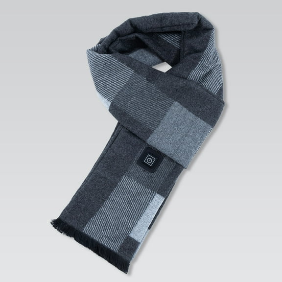 USB Powered Heated Scarf for Men and Women, Electric Warming Scarf, Soft Winter Neck Warmer, Rechargeable Cold Weather Scarf, Unisex Heating Scarf, Smart Warming Scarf - Dark Gray