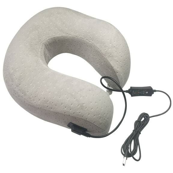 USB Powered Heating and Vibration Massage U Shape Pillow for Neck and Comfortable Rest with Adjustable Timer