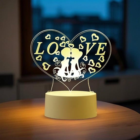 USB Powered LED Acrylic Night Light, Decorative Desk Lamp for Bedroom, Portable Plug-in Ambient Lighting for Home Decor, Festival Birthday Gift(C)