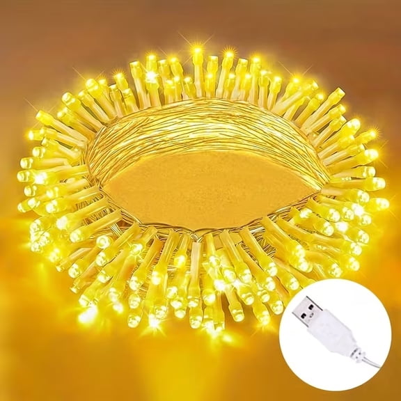 USB Powered LED String Lights, Fairy Lights for Indoor Outdoor Holiday Decoration, IPX4, Patio, Garden, Trees, Christmas, Valentine's Day, Wedding, Holiday Party Atmosphere Creation (Warm White)
