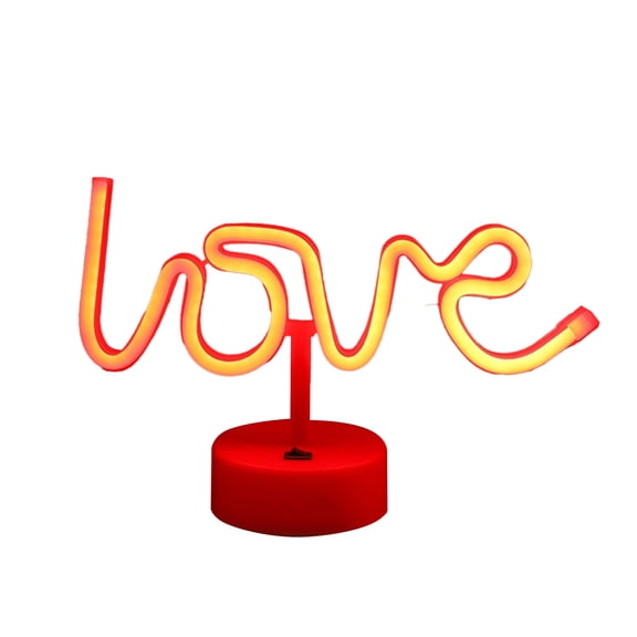 USB Powered LED Valentine's Day Shape Neon Light, Round Base Tabletop Decoration Lamp for Bedroom Desk and Romantic Atmosphere Creation