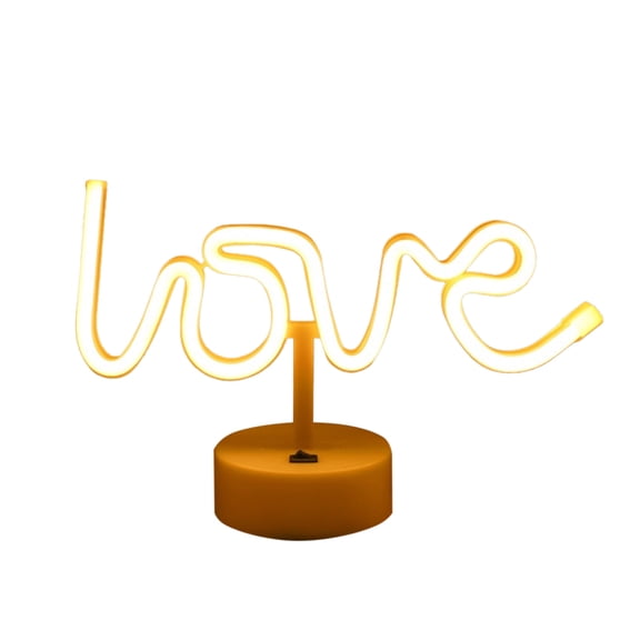 USB Powered LED Valentine's Day Shape Neon Light, Round Base Tabletop Decoration Lamp for Bedroom Desk and Romantic Atmosphere Creation