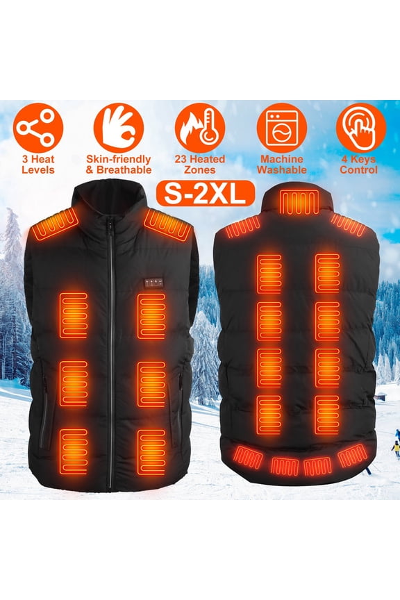 USB Powered Men Women Heated Jacket, Winter Machine Washable Heated Vest with 3 Heat Levels