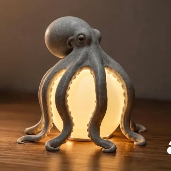 USB Powered Octopus Nightlight Ocean Theme Resin Accent Lamp For Bedroom Bedside Table