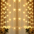 thumbnail image 1 of USB Powered Pentagram LED Curtain String Lights with Remote Control, Star Window Fairy Lights, Indoor Hanging Decor Lights for Bedroom Wedding Holiday Party Home Wall Ornament, 1 of 8