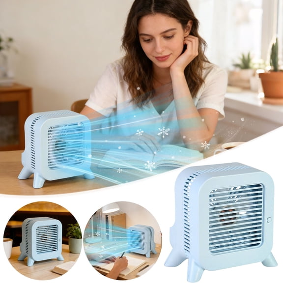 USB Powered Personal Desktop Air Cooler Portable Home Cooling Fan, with Water and Ice Function for Extra Chill, 3 Speed Quiet Desk AC Unit for Office
