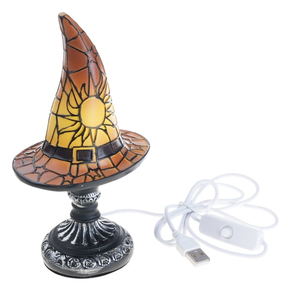 USB Powered Resins Witch Hat Lamp Mysterious Table Nightlight Decors