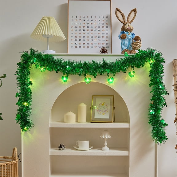 USB-Powered Shamrock LED String Lights,6.5-13ft St.Patrick's Day Party Decorations with 4-Leaf Clover Design,Festive Indoor Lighting for Holiday Celebration(Green)