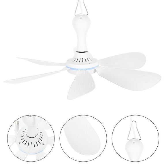 USB Powered Small Ceiling Fan, 6 Blades Quiet DC 5V USB Hanging Fans for Indoor Outdoor RV BedRoom