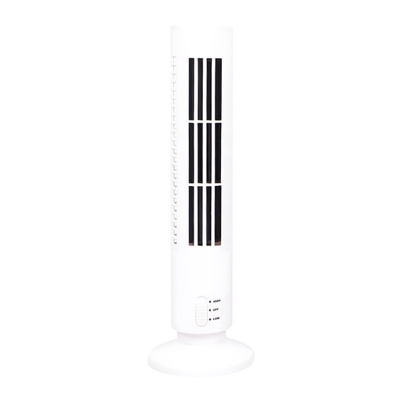 USB Powered Small Tower Fan - 2 Speed Quiet Desktop Fan with 2 Cleaning Brushes, Portable Bladeless Tower Fan for Home, Office & Dorm - White