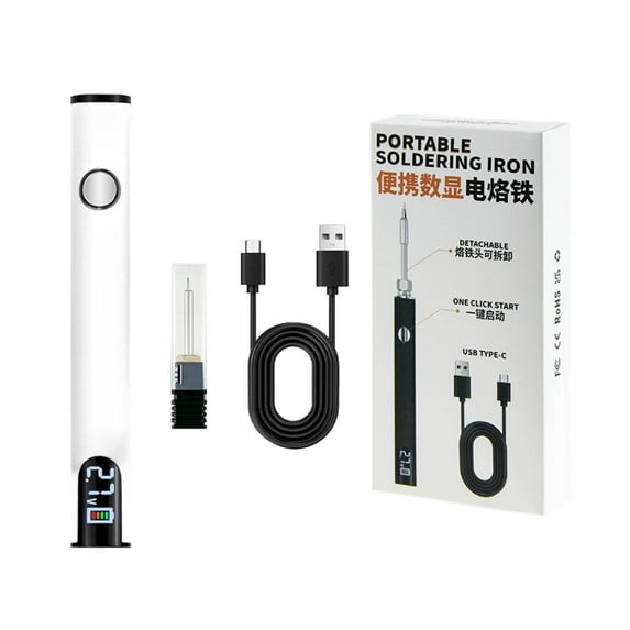 USB Powered Soldering Iron with LED Display and Adjustable Voltage - Portable Tool for Electronics Repair, 510 Connector